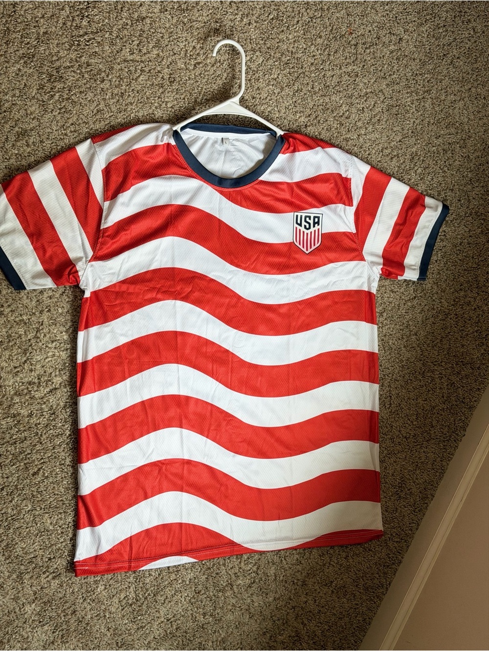 USA Red & White Striped Soccer Tee - Picture 2 of 8